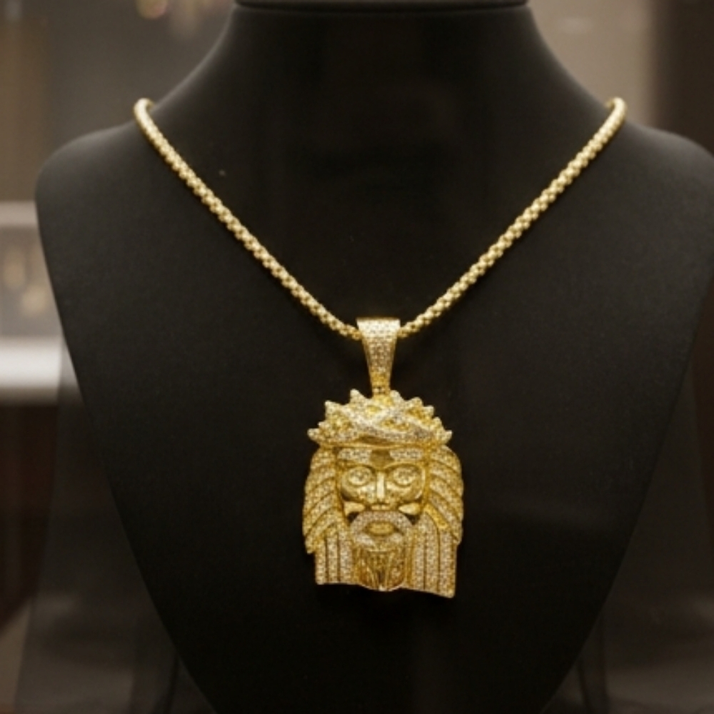 *NEW!* 18K Iced Jesus Lion of Judah Pendant